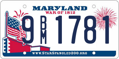 MD license plate 9BM1781