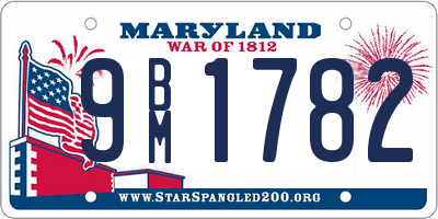 MD license plate 9BM1782