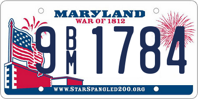 MD license plate 9BM1784