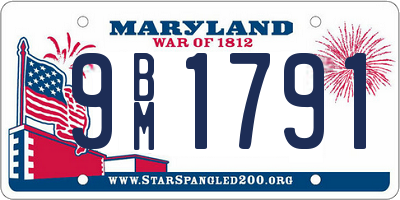 MD license plate 9BM1791