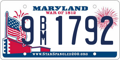 MD license plate 9BM1792