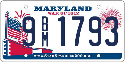 MD license plate 9BM1793