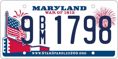 MD license plate 9BM1798