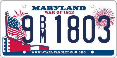 MD license plate 9BM1803