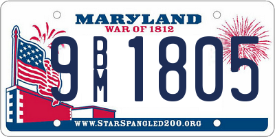 MD license plate 9BM1805