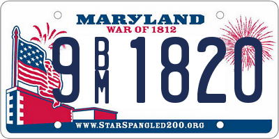 MD license plate 9BM1820