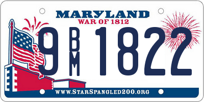 MD license plate 9BM1822