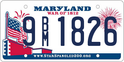 MD license plate 9BM1826