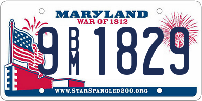 MD license plate 9BM1829