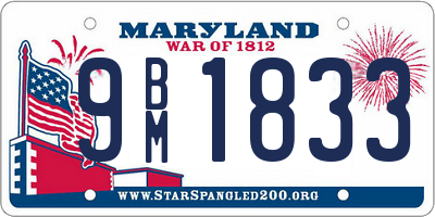 MD license plate 9BM1833