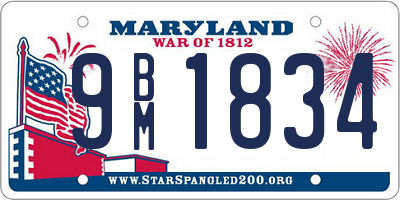 MD license plate 9BM1834