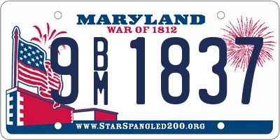 MD license plate 9BM1837