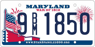 MD license plate 9BM1850