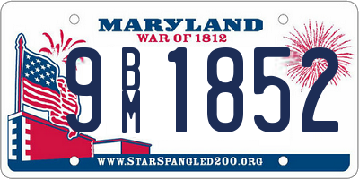 MD license plate 9BM1852