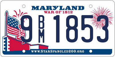 MD license plate 9BM1853