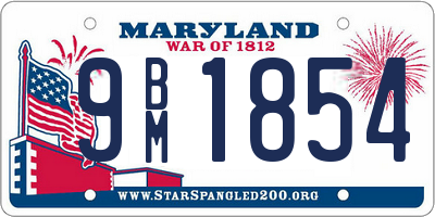 MD license plate 9BM1854