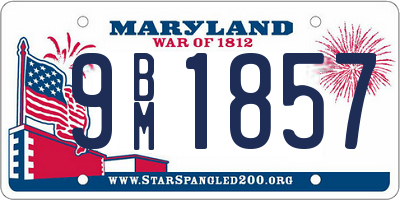 MD license plate 9BM1857