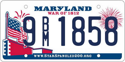 MD license plate 9BM1858