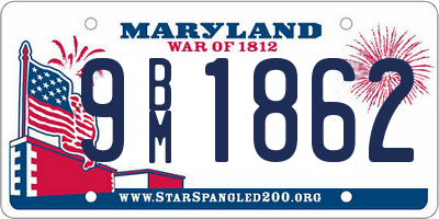 MD license plate 9BM1862