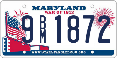 MD license plate 9BM1872