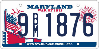 MD license plate 9BM1876