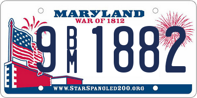 MD license plate 9BM1882