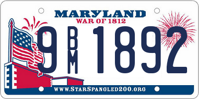 MD license plate 9BM1892