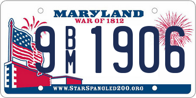 MD license plate 9BM1906