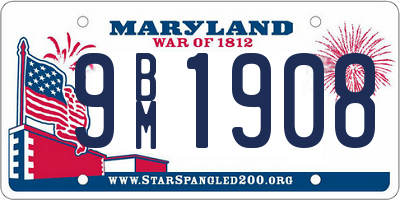 MD license plate 9BM1908