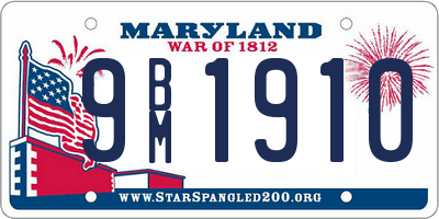 MD license plate 9BM1910