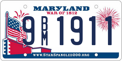 MD license plate 9BM1911