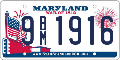 MD license plate 9BM1916