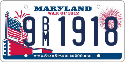 MD license plate 9BM1918