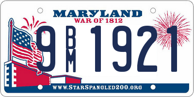 MD license plate 9BM1921