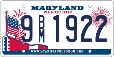 MD license plate 9BM1922