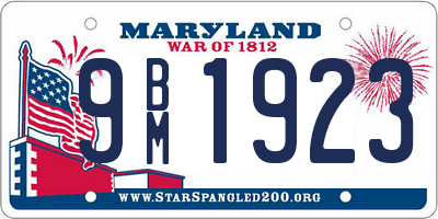 MD license plate 9BM1923