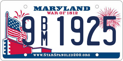 MD license plate 9BM1925