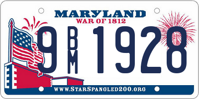 MD license plate 9BM1928