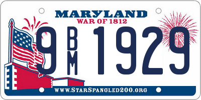 MD license plate 9BM1929