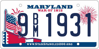 MD license plate 9BM1931