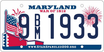 MD license plate 9BM1933