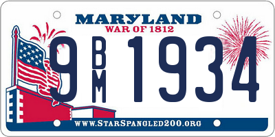 MD license plate 9BM1934