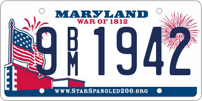 MD license plate 9BM1942