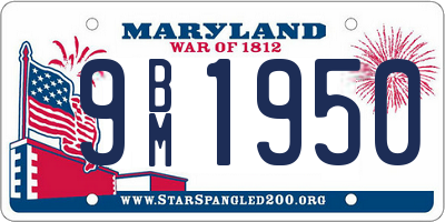 MD license plate 9BM1950