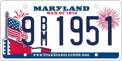 MD license plate 9BM1951