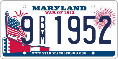 MD license plate 9BM1952