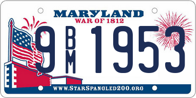 MD license plate 9BM1953