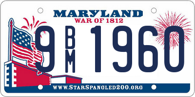 MD license plate 9BM1960