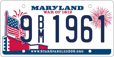 MD license plate 9BM1961