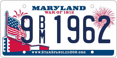 MD license plate 9BM1962